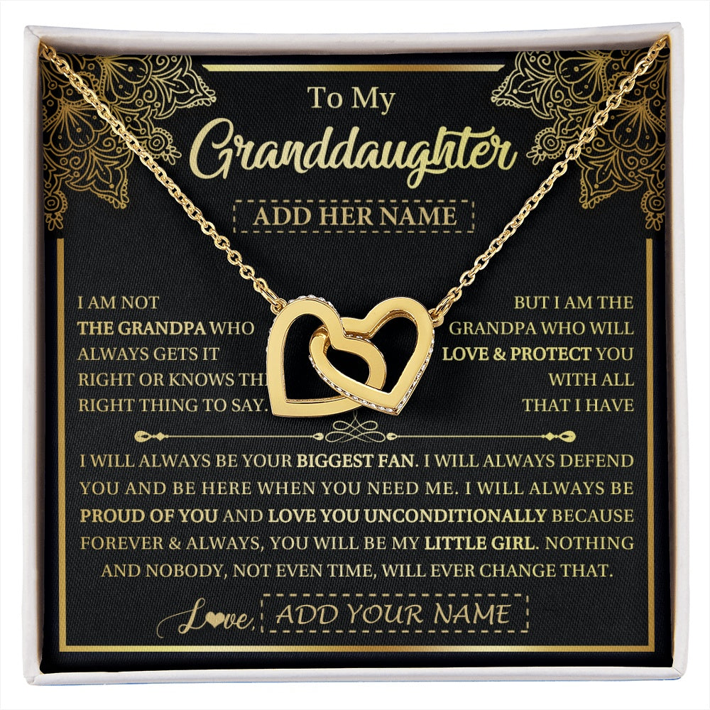 Interlocking Hearts Necklace 18K Yellow Gold Finish | 1 | Personalized To My Granddaughter Necklace From Grandpa Your Biggest Fan Birthday Gifts For Granddaughter Gifts Christmas Jewelry Custom Gift Box Message Card | siriusteestore.myshopify