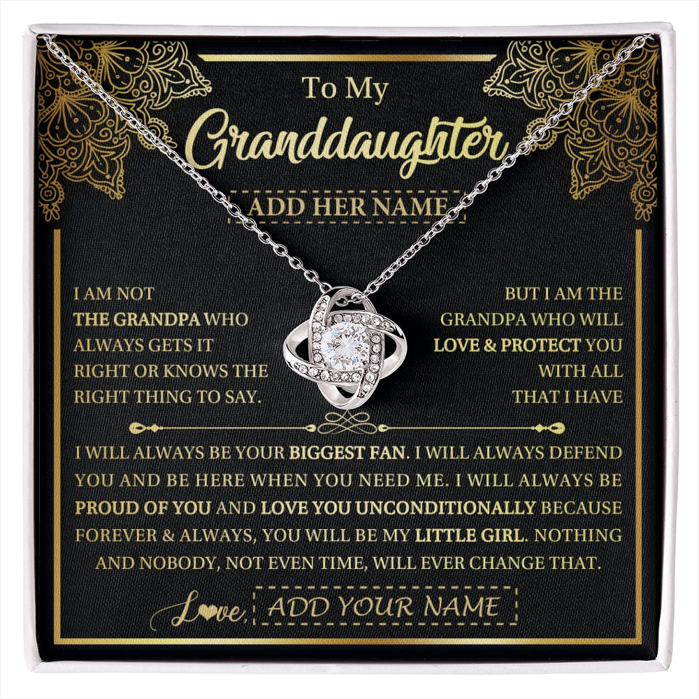 Love Knot Necklace 14K White Gold Finish | 1 | Personalized To My Granddaughter Necklace From Grandpa Your Biggest Fan Birthday Gifts For Granddaughter Gifts Christmas Jewelry Custom Gift Box Message Card | siriusteestore.myshopify