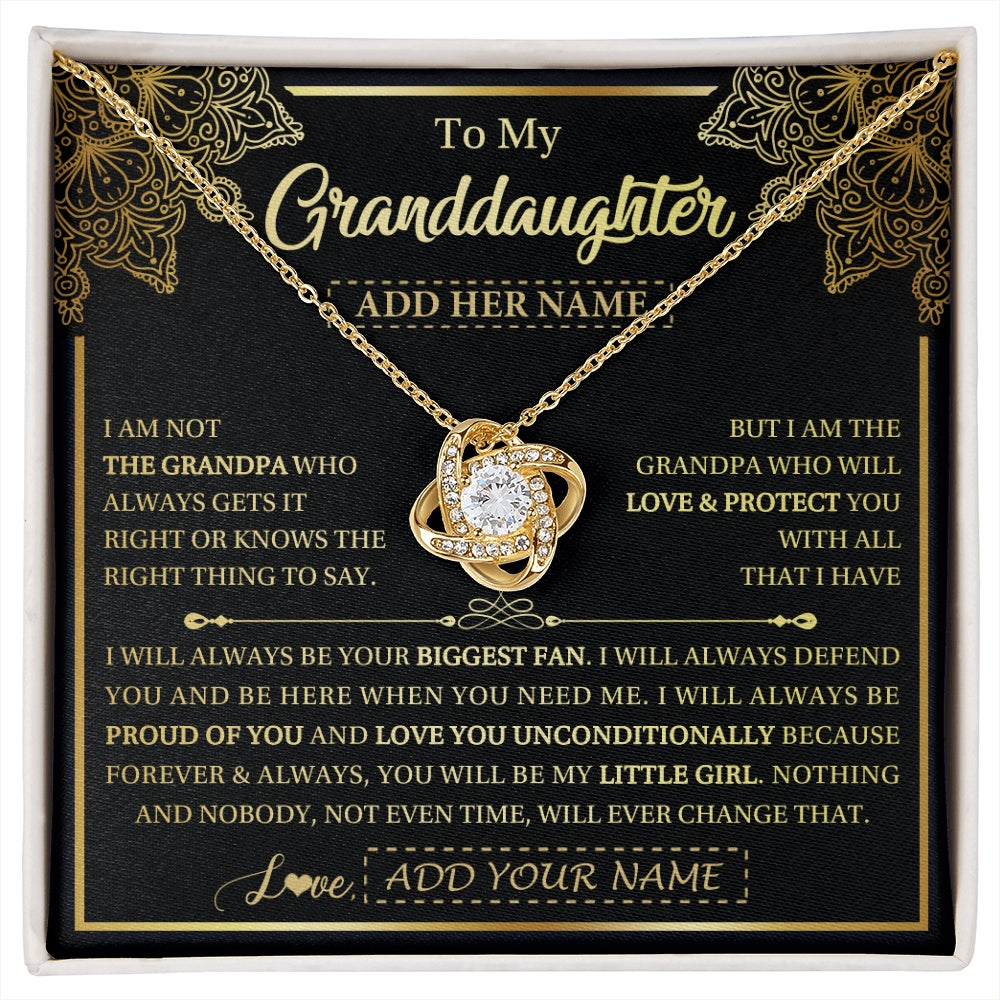 Love Knot Necklace 18K Yellow Gold Finish | 1 | Personalized To My Granddaughter Necklace From Grandpa Your Biggest Fan Birthday Gifts For Granddaughter Gifts Christmas Jewelry Custom Gift Box Message Card | siriusteestore.myshopify