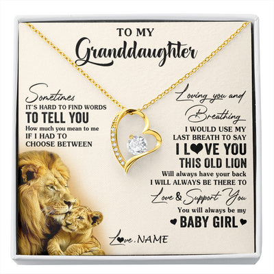 Forever Love Necklace 18K Yellow Gold Finish | 1 | Personalized To My Granddaughter Necklace From Papa Grandpa I Love You This Old Lion Granddaughter Birthday Christmas Customized Gift Box Message Card | siriusteestore