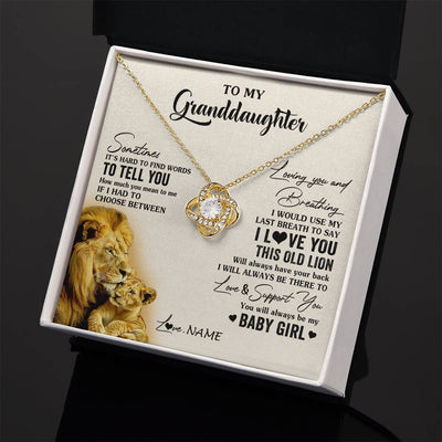 Love Knot Necklace 18K Yellow Gold Finish | 2 | Personalized To My Granddaughter Necklace From Papa Grandpa I Love You This Old Lion Granddaughter Birthday Christmas Customized Gift Box Message Card | siriusteestore