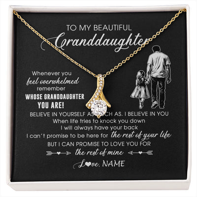 Alluring Beauty Necklace 18K Yellow Gold Finish | 1 | Personalized To My Granddaughter Necklace From Papa Grandpa Whenever You Feel Overwhelmed Granddaughter Jewelry Birthday Christmas Customized Message Card | siriusteestore