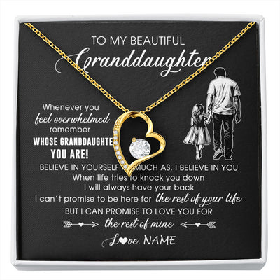 Forever Love Necklace 18K Yellow Gold Finish | 1 | Personalized To My Granddaughter Necklace From Papa Grandpa Whenever You Feel Overwhelmed Granddaughter Jewelry Birthday Christmas Customized Message Card | siriusteestore