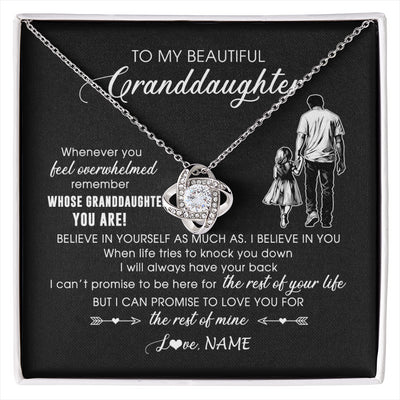 Love Knot Necklace 14K White Gold Finish | 1 | Personalized To My Granddaughter Necklace From Papa Grandpa Whenever You Feel Overwhelmed Granddaughter Jewelry Birthday Christmas Customized Message Card | siriusteestore