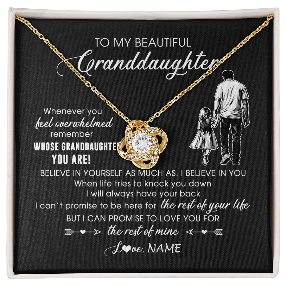 Love Knot Necklace 18K Yellow Gold Finish | 1 | Personalized To My Granddaughter Necklace From Papa Grandpa Whenever You Feel Overwhelmed Granddaughter Jewelry Birthday Christmas Customized Message Card | siriusteestore