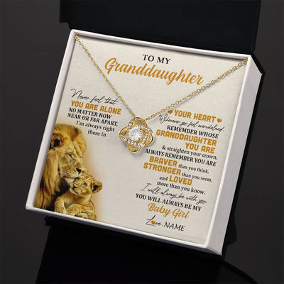 Love Knot Necklace 18K Yellow Gold Finish | 2 | Personalized To My Granddaughter Necklace From Papa Lion Never Feel That You Are Alone Great Granddaughter Birthday Christmas Customized Gift Box Message Card | siriusteestore