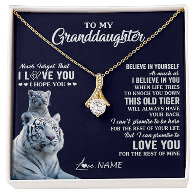 Alluring Beauty Necklace 18K Yellow Gold Finish | 1 | Personalized To My Granddaughter Necklace Gift From Grandma This Old Tiger Love You Granddaughter Birthday Graduation Christmas Custom Gift Box Message Card | siriusteestore