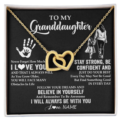 Interlocking Hearts Necklace 18K Yellow Gold Finish | 1 | Personalized To My Granddaughter Necklace I Love You Forever From Grandma Granddaughter Birthday Gifts Christmas Graduation Customized Gift Box Message Card | siriusteestore