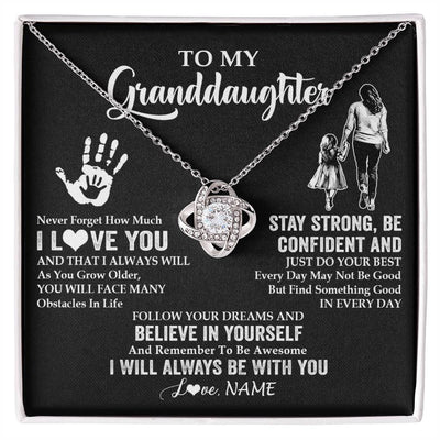 Love Knot Necklace 14K White Gold Finish | 1 | Personalized To My Granddaughter Necklace I Love You Forever From Grandma Granddaughter Birthday Gifts Christmas Graduation Customized Gift Box Message Card | siriusteestore