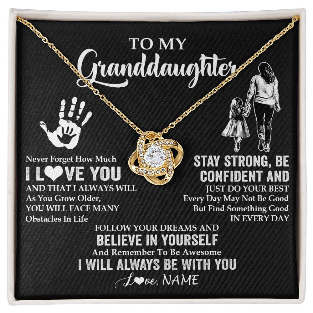 Love Knot Necklace 18K Yellow Gold Finish | 1 | Personalized To My Granddaughter Necklace I Love You Forever From Grandma Granddaughter Birthday Gifts Christmas Graduation Customized Gift Box Message Card | siriusteestore
