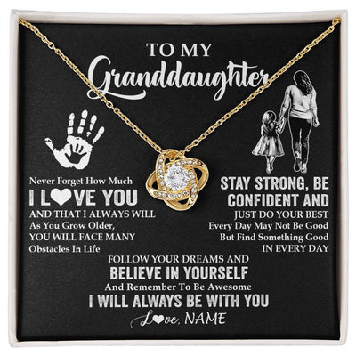 Love Knot Necklace 18K Yellow Gold Finish | 1 | Personalized To My Granddaughter Necklace I Love You Forever From Grandma Granddaughter Birthday Gifts Christmas Graduation Customized Gift Box Message Card | siriusteestore