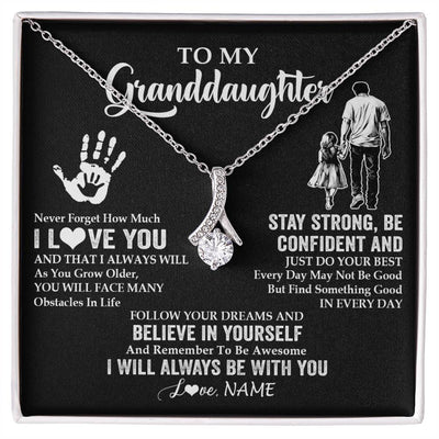Alluring Beauty Necklace 14K White Gold Finish | 1 | Personalized To My Granddaughter Necklace I Love You Forever From Grandpa Granddaughter Birthday Gifts Christmas Graduation Customized Gift Box Message Card | siriusteestore