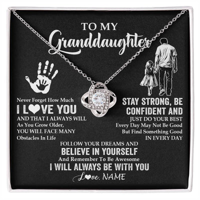Love Knot Necklace 14K White Gold Finish | 1 | Personalized To My Granddaughter Necklace I Love You Forever From Grandpa Granddaughter Birthday Gifts Christmas Graduation Customized Gift Box Message Card | siriusteestore