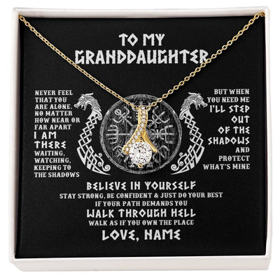 Alluring Beauty Necklace 18K Yellow Gold Finish | 1 | Personalized To My Granddaughter Necklace Viking Never Feel You Are Alone Odin Scandinavian Norse Runes Birthday Christmas Customized Gift Box Message Card | siriusteestore