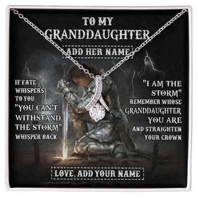 Alluring Beauty Necklace 14K White Gold Finish | 1 | Personalized To My Granddaughter Necklace Women Warrior Knights Templar I Am The Storm Best Granddaughter Birthday Gifts Christmas Gift Box Message Card | siriusteestore