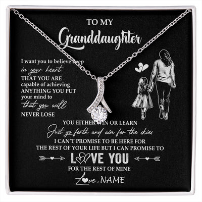 Alluring Beauty Necklace 14K White Gold Finish | 1 | Personalized To My Granddaughter Necklace You Will Never Lose From Grandma Gigi Granddaughter Birthday Gifts Christmas Customized Gift Box Message Card | siriusteestore