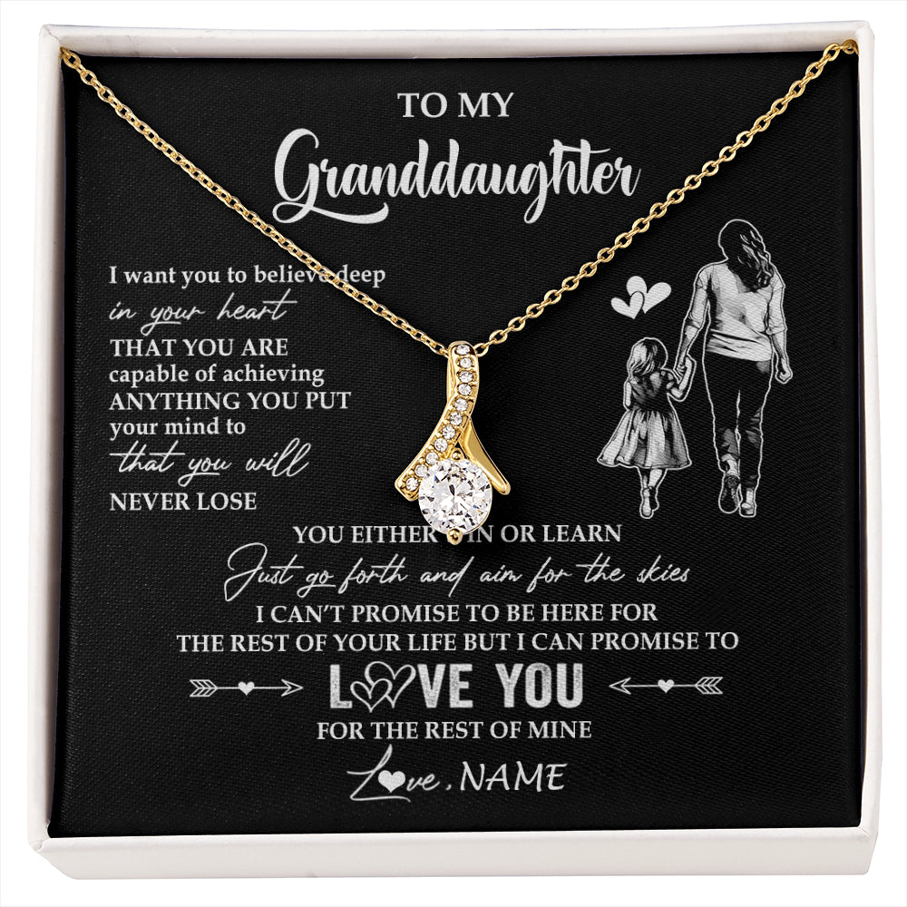 Alluring Beauty Necklace 18K Yellow Gold Finish | 1 | Personalized To My Granddaughter Necklace You Will Never Lose From Grandma Gigi Granddaughter Birthday Gifts Christmas Customized Gift Box Message Card | siriusteestore