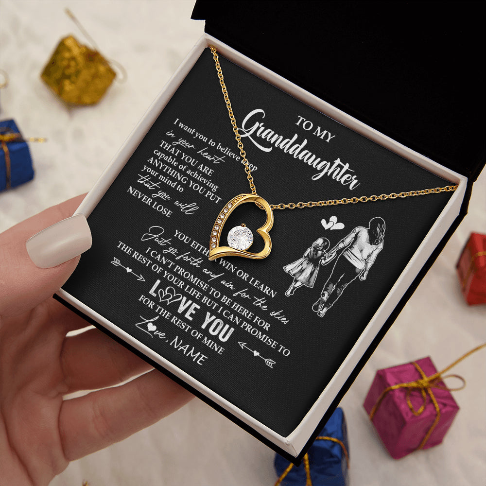 Forever Love Necklace 18K Yellow Gold Finish | 2 | Personalized To My Granddaughter Necklace You Will Never Lose From Grandma Gigi Granddaughter Birthday Gifts Christmas Customized Gift Box Message Card | siriusteestore