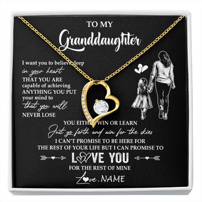 Forever Love Necklace 18K Yellow Gold Finish | 1 | Personalized To My Granddaughter Necklace You Will Never Lose From Grandma Gigi Granddaughter Birthday Gifts Christmas Customized Gift Box Message Card | siriusteestore