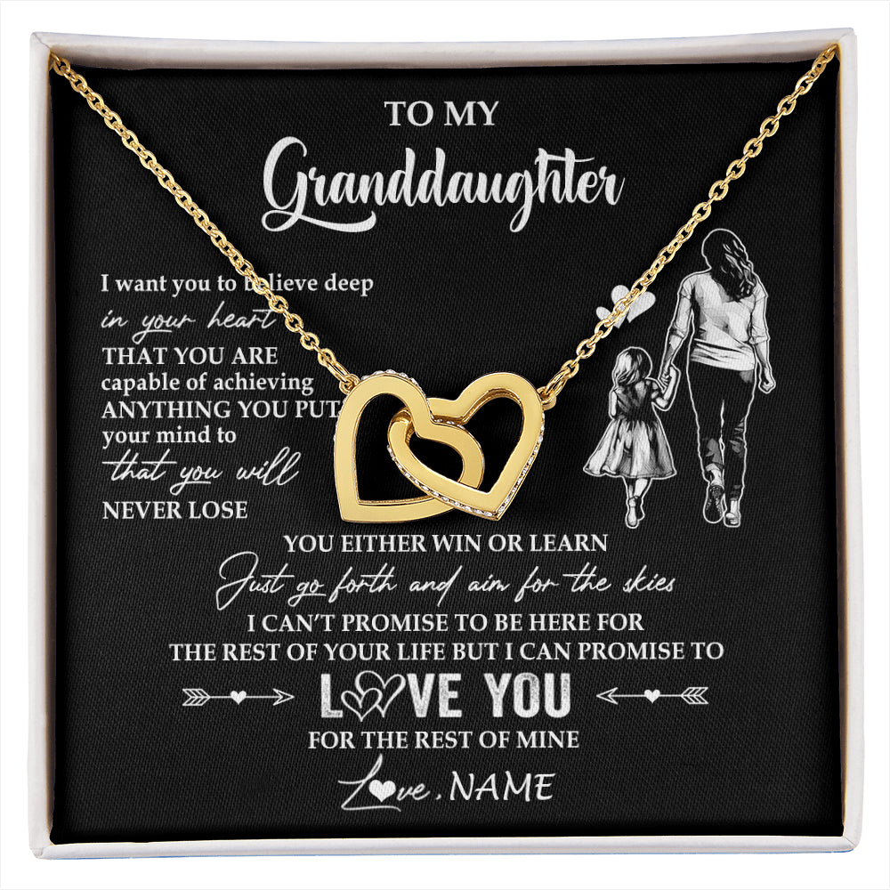 Interlocking Hearts Necklace 18K Yellow Gold Finish | 1 | Personalized To My Granddaughter Necklace You Will Never Lose From Grandma Gigi Granddaughter Birthday Gifts Christmas Customized Gift Box Message Card | siriusteestore