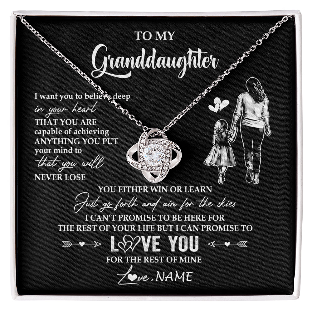 Love Knot Necklace 14K White Gold Finish | 1 | Personalized To My Granddaughter Necklace You Will Never Lose From Grandma Gigi Granddaughter Birthday Gifts Christmas Customized Gift Box Message Card | siriusteestore