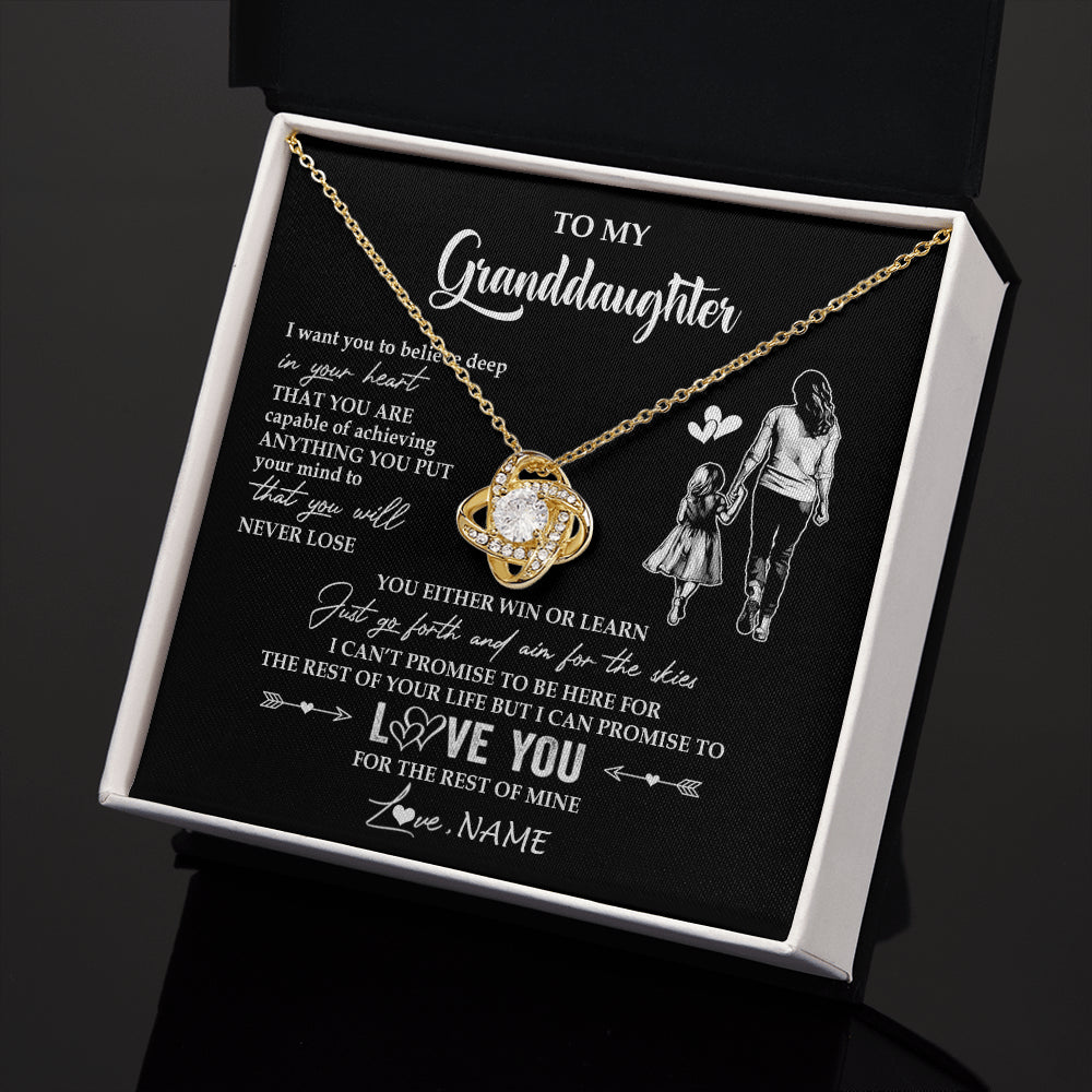 Love Knot Necklace 18K Yellow Gold Finish | 2 | Personalized To My Granddaughter Necklace You Will Never Lose From Grandma Gigi Granddaughter Birthday Gifts Christmas Customized Gift Box Message Card | siriusteestore