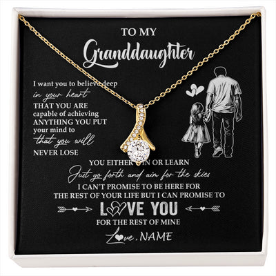 Alluring Beauty Necklace 18K Yellow Gold Finish | 1 | Personalized To My Granddaughter Necklace You Will Never Lose From Grandpa Papa Granddaughter Birthday Gifts Graduation Christmas Gift Box Message Card | siriusteestore