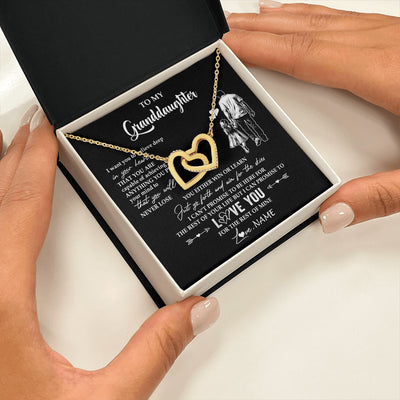 Interlocking Hearts Necklace 18K Yellow Gold Finish | 2 | Personalized To My Granddaughter Necklace You Will Never Lose From Grandpa Papa Granddaughter Birthday Gifts Graduation Christmas Gift Box Message Card | siriusteestore