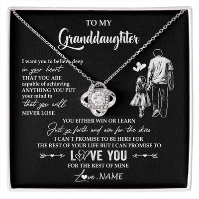 Love Knot Necklace 14K White Gold Finish | 1 | Personalized To My Granddaughter Necklace You Will Never Lose From Grandpa Papa Granddaughter Birthday Gifts Graduation Christmas Gift Box Message Card | siriusteestore