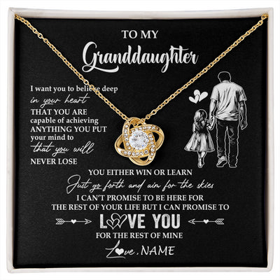 Love Knot Necklace 18K Yellow Gold Finish | 1 | Personalized To My Granddaughter Necklace You Will Never Lose From Grandpa Papa Granddaughter Birthday Gifts Graduation Christmas Gift Box Message Card | siriusteestore