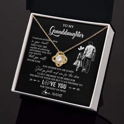 Love Knot Necklace 18K Yellow Gold Finish | 2 | Personalized To My Granddaughter Necklace You Will Never Lose From Grandpa Papa Granddaughter Birthday Gifts Graduation Christmas Gift Box Message Card | siriusteestore