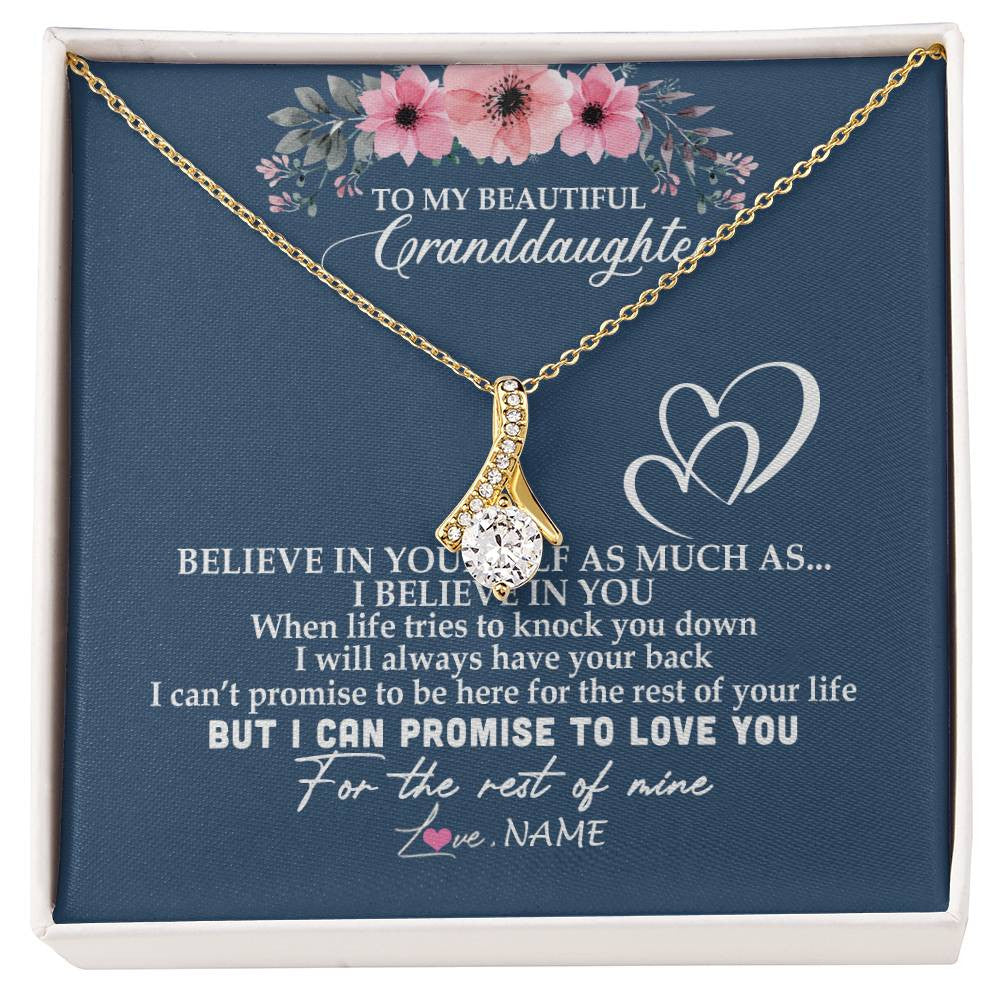 Alluring Beauty Necklace 18K Yellow Gold Finish | Personalized To My Granddaughter Necklace from Grandma Nana Papa Believe In Yourself Granddaughter Graduation Birthday Customized Message Card | siriusteestore
