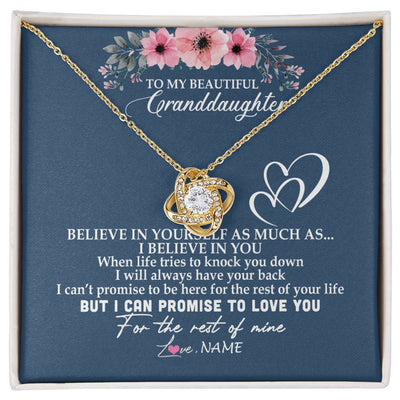 Love Knot Necklace 18K Yellow Gold Finish | Personalized To My Granddaughter Necklace from Grandma Nana Papa Believe In Yourself Granddaughter Graduation Birthday Customized Message Card | siriusteestore
