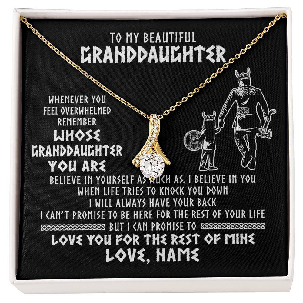 Alluring Beauty Necklace 18K Yellow Gold Finish | 1 | Personalized To My Granddaughter Viking Necklace From Grandpa Whenever You Feel Overwhelmed Birthday Christmas Jewelry Customized Gift Box Message Card | siriusteestore