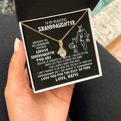 Alluring Beauty Necklace 18K Yellow Gold Finish | 2 | Personalized To My Granddaughter Viking Necklace From Grandpa Whenever You Feel Overwhelmed Birthday Christmas Jewelry Customized Gift Box Message Card | siriusteestore