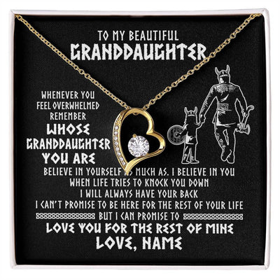Forever Love Necklace 18K Yellow Gold Finish | 1 | Personalized To My Granddaughter Viking Necklace From Grandpa Whenever You Feel Overwhelmed Birthday Christmas Jewelry Customized Gift Box Message Card | siriusteestore