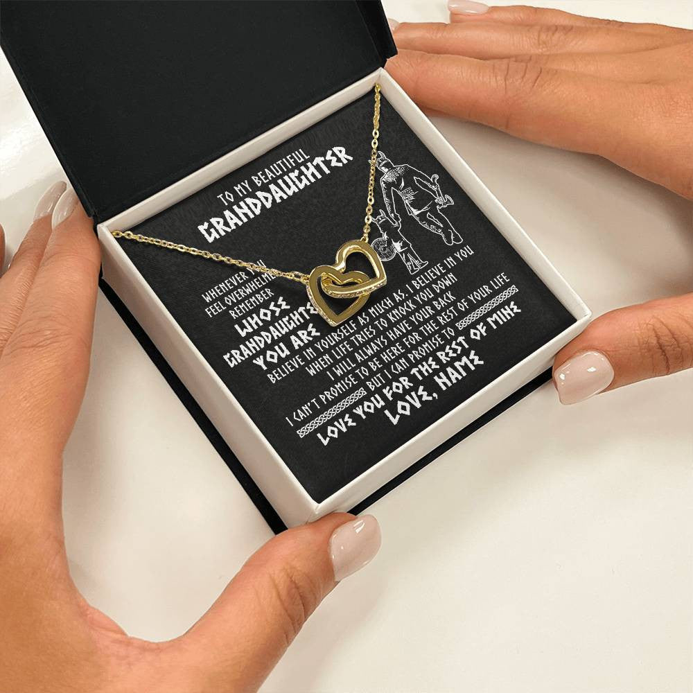 Interlocking Hearts Necklace 18K Yellow Gold Finish | 2 | Personalized To My Granddaughter Viking Necklace From Grandpa Whenever You Feel Overwhelmed Birthday Christmas Jewelry Customized Gift Box Message Card | siriusteestore