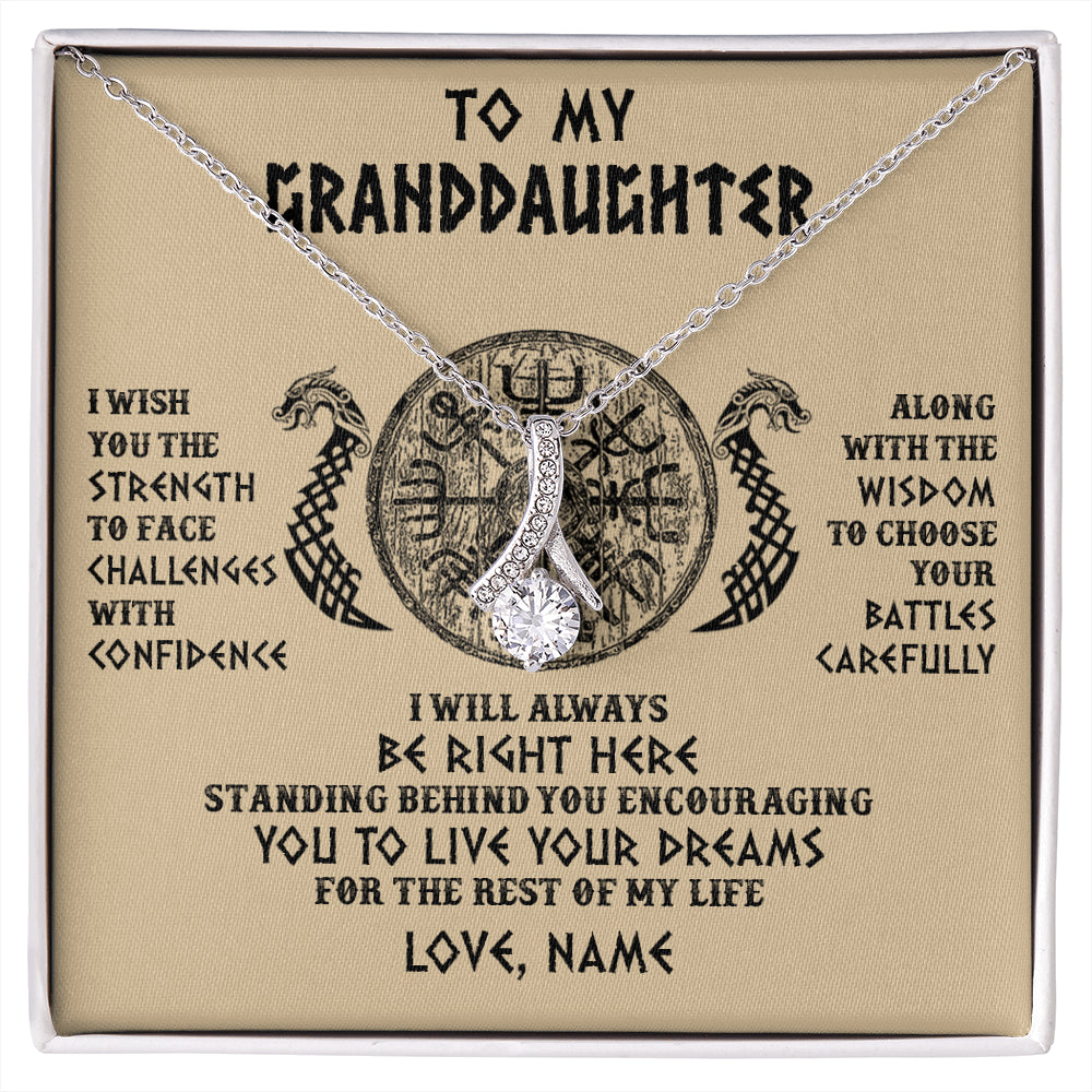 Alluring Beauty Necklace 14K White Gold Finish | 1 | Personalized To My Granddaughter Viking Necklace I Wish You The Strength Scandinavian Norse Runes Viking For Women Birthday Customized Gift Box Message Card | siriusteestore