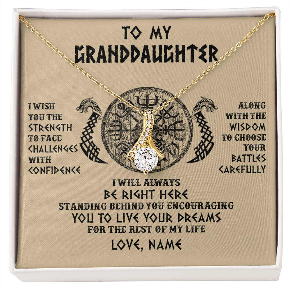 Alluring Beauty Necklace 18K Yellow Gold Finish | 1 | Personalized To My Granddaughter Viking Necklace I Wish You The Strength Scandinavian Norse Runes Viking For Women Birthday Customized Gift Box Message Card | siriusteestore