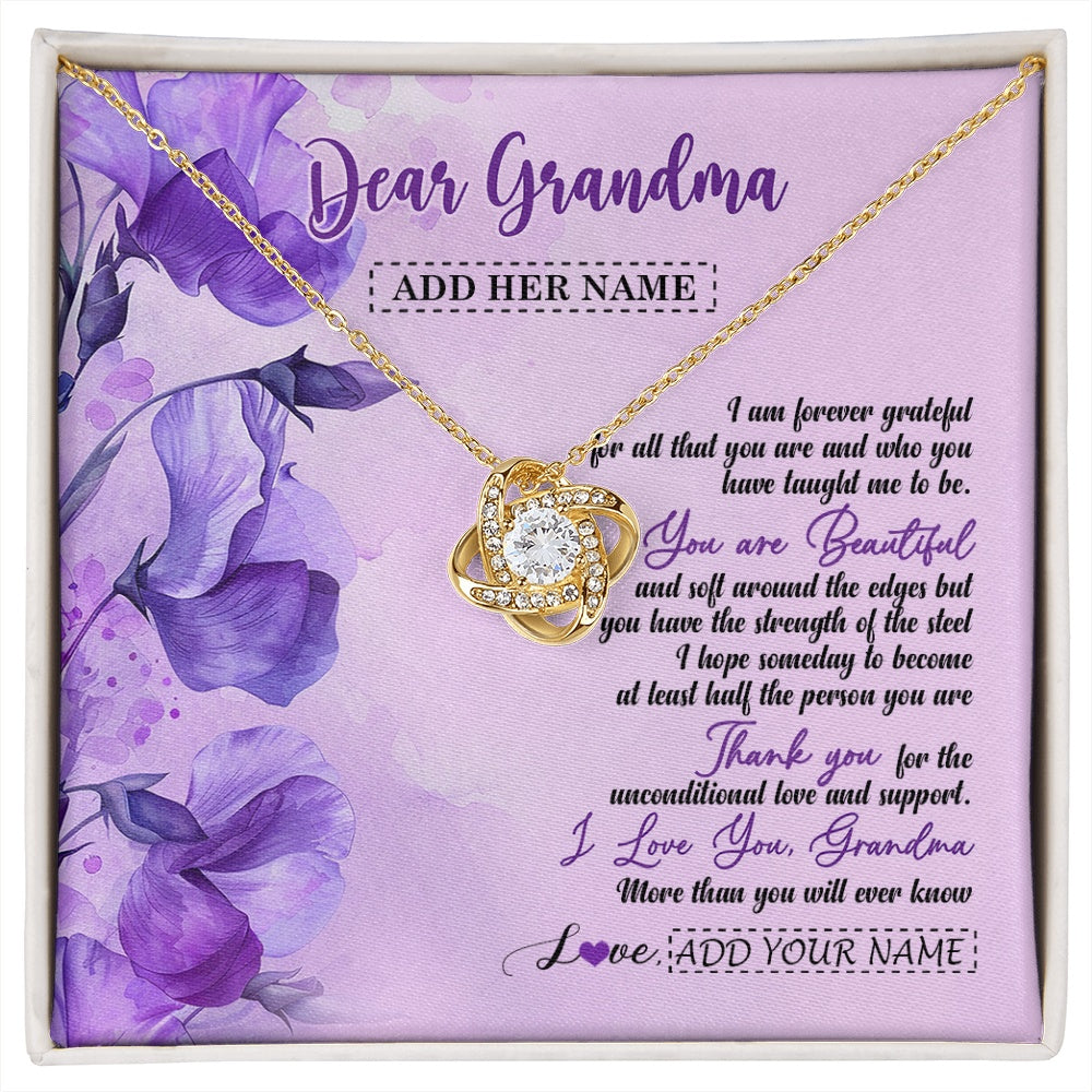 Love Knot Necklace 18K Yellow Gold Finish | 1 | Personalized To My Grandma Gifts From Granddaughter Necklace Flower You Are Beautiful Gifts For Grandma Mothers Day Birthday Christmas Gift Box Message Card | siriusteestore.myshopify