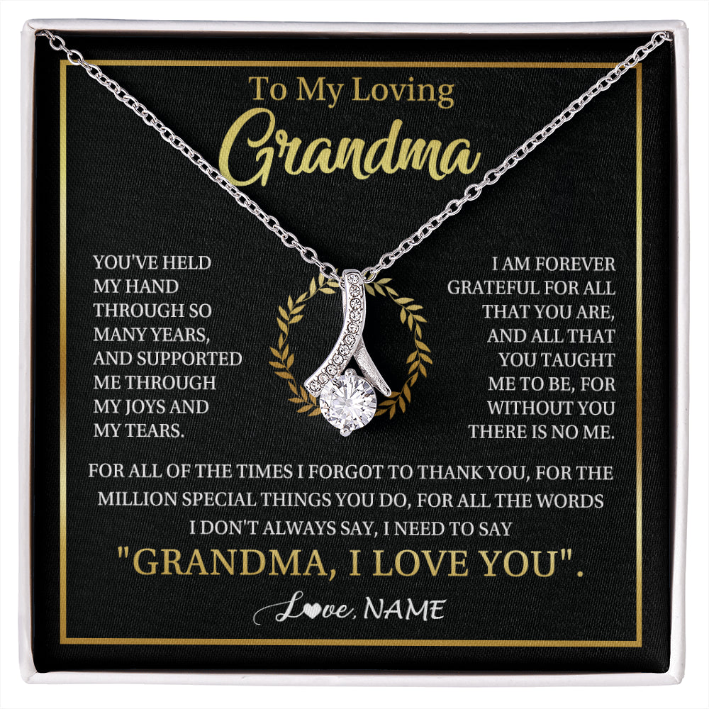 Alluring Beauty Necklace 14K White Gold Finish | 1 | Personalized To My Grandma Gifts Necklace From Granddaughter Grandson Grateful Thank You Birthday Gifts Mothers Day Christmas Jewelry Gift Box Message Card | siriusteestore