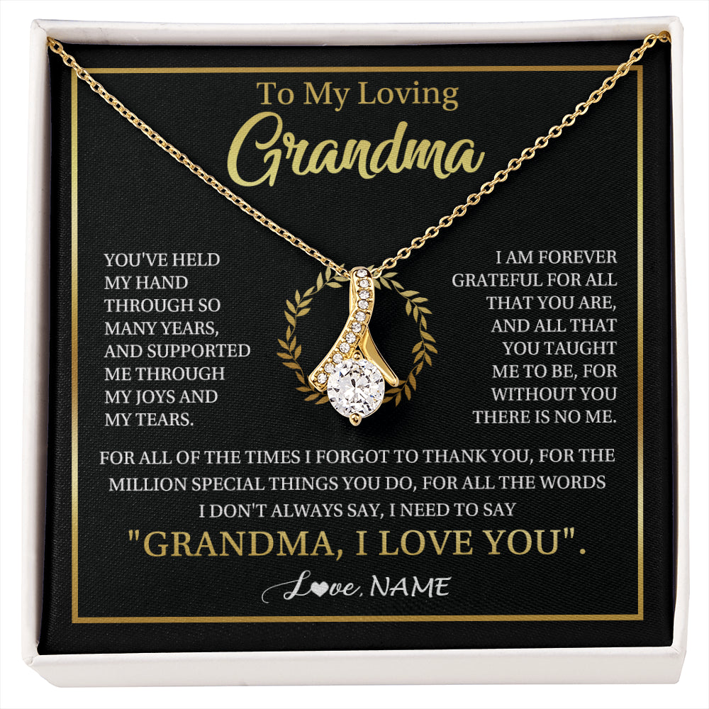 Alluring Beauty Necklace 18K Yellow Gold Finish | 1 | Personalized To My Grandma Gifts Necklace From Granddaughter Grandson Grateful Thank You Birthday Gifts Mothers Day Christmas Jewelry Gift Box Message Card | siriusteestore