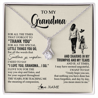 Alluring Beauty Necklace 14K White Gold Finish | 1 | Personalized To My Grandma Necklace From Granddaughter For All The Times That I Forgot To Thank You Mothers Day Christmas Customized Gift Box Message Card | siriusteestore
