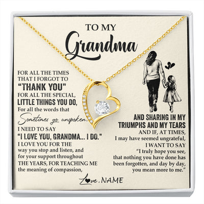Forever Love Necklace 18K Yellow Gold Finish | 1 | Personalized To My Grandma Necklace From Granddaughter For All The Times That I Forgot To Thank You Mothers Day Christmas Customized Gift Box Message Card | siriusteestore
