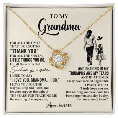 Love Knot Necklace 18K Yellow Gold Finish | 1 | Personalized To My Grandma Necklace From Granddaughter For All The Times That I Forgot To Thank You Mothers Day Christmas Customized Gift Box Message Card | siriusteestore