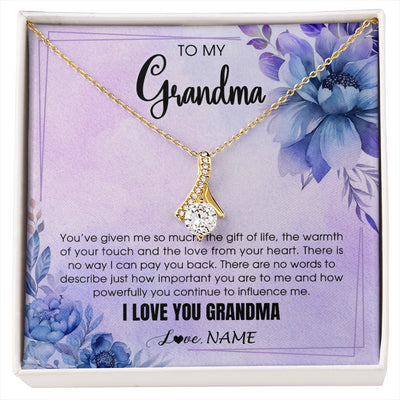 Alluring Beauty Necklace 18K Yellow Gold Finish | 1 | Personalized To My Grandma Necklace From Granddaughter Grandson I Love You Birthday Gifts Mothers Day Christmas Jewelry Customized Gift Box Message Card | siriusteestore