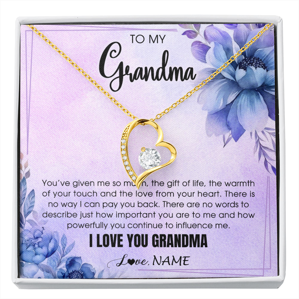 Forever Love Necklace 18K Yellow Gold Finish | 1 | Personalized To My Grandma Necklace From Granddaughter Grandson I Love You Birthday Gifts Mothers Day Christmas Jewelry Customized Gift Box Message Card | siriusteestore