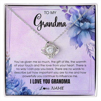Love Knot Necklace 14K White Gold Finish | 1 | Personalized To My Grandma Necklace From Granddaughter Grandson I Love You Birthday Gifts Mothers Day Christmas Jewelry Customized Gift Box Message Card | siriusteestore