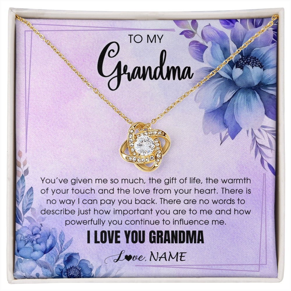 Love Knot Necklace 18K Yellow Gold Finish | 1 | Personalized To My Grandma Necklace From Granddaughter Grandson I Love You Birthday Gifts Mothers Day Christmas Jewelry Customized Gift Box Message Card | siriusteestore