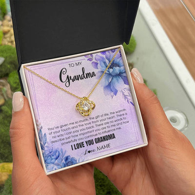 Love Knot Necklace 18K Yellow Gold Finish | 2 | Personalized To My Grandma Necklace From Granddaughter Grandson I Love You Birthday Gifts Mothers Day Christmas Jewelry Customized Gift Box Message Card | siriusteestore